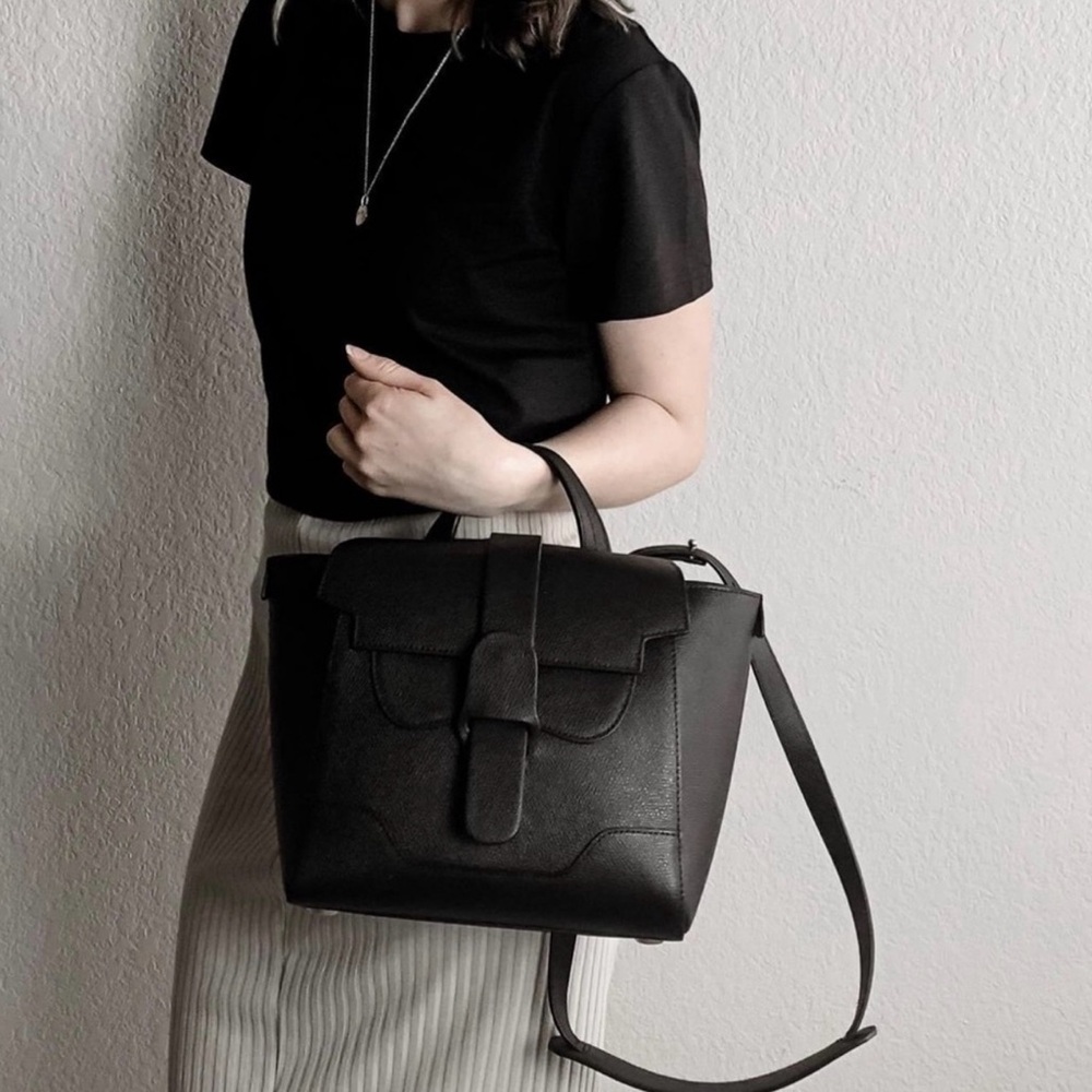 Senreve Mini Maestra - Black Pebbled Leather with Gold Hardware